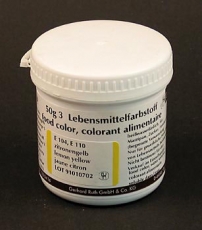 Lebensmittelfarbe, zitronengelb, wasserl�sliche Pulverfarbe, 9101, Ruth, 50g