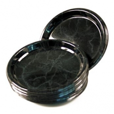 Einweg Teller, Kunststoff, schwarz marmoriert, � 19cm, 25 St