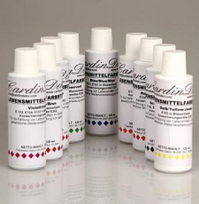 Lebensmittelfarben Sortiment (ohne Wei�), f�r Schminkpistole Art. 23563, 1,125 l, 9 x 125ml