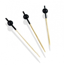 Holz-Spie�e - mit schwarzer Kugel, 9cm, 100 St