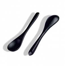 Mehrweg Bambuskaffeel�ffel, sp�lmaschinengeeignet, schwarz, 9cm lang, 50 St