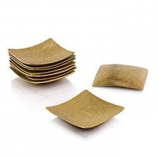 Mehrweg Bambusschalen, flach und massiv, quadratisch mit schwarzer Kante, 6x6cm, 50 St