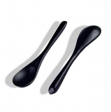 Mehrweg Bambuskaffeel�ffel, sp�lmaschinengeeignet, schwarz, 9cm lang, 50 St