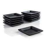 Mehrweg Bambusschalen schwarz, flach und massiv, quadratisch mit Kante, 6x6cm, 50 St